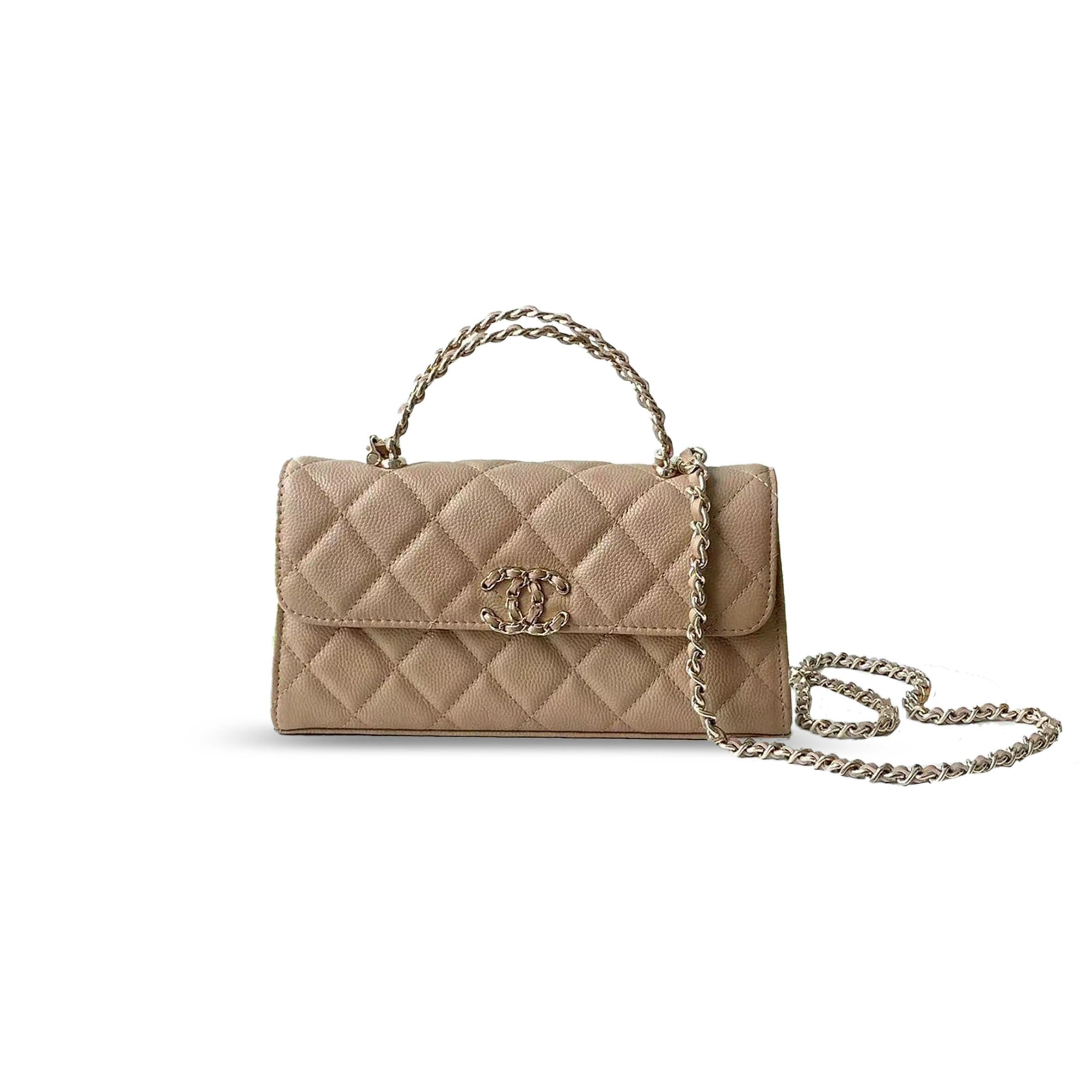 CHANEL FLAP PHONE HOLDER WITH CHAIN GRAINED SHINY AP3238 (18*10*4.5cm)